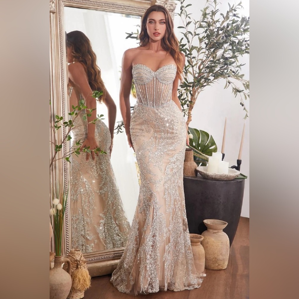 Beaded Strapless Corset Mermaid Dress by Ladivine